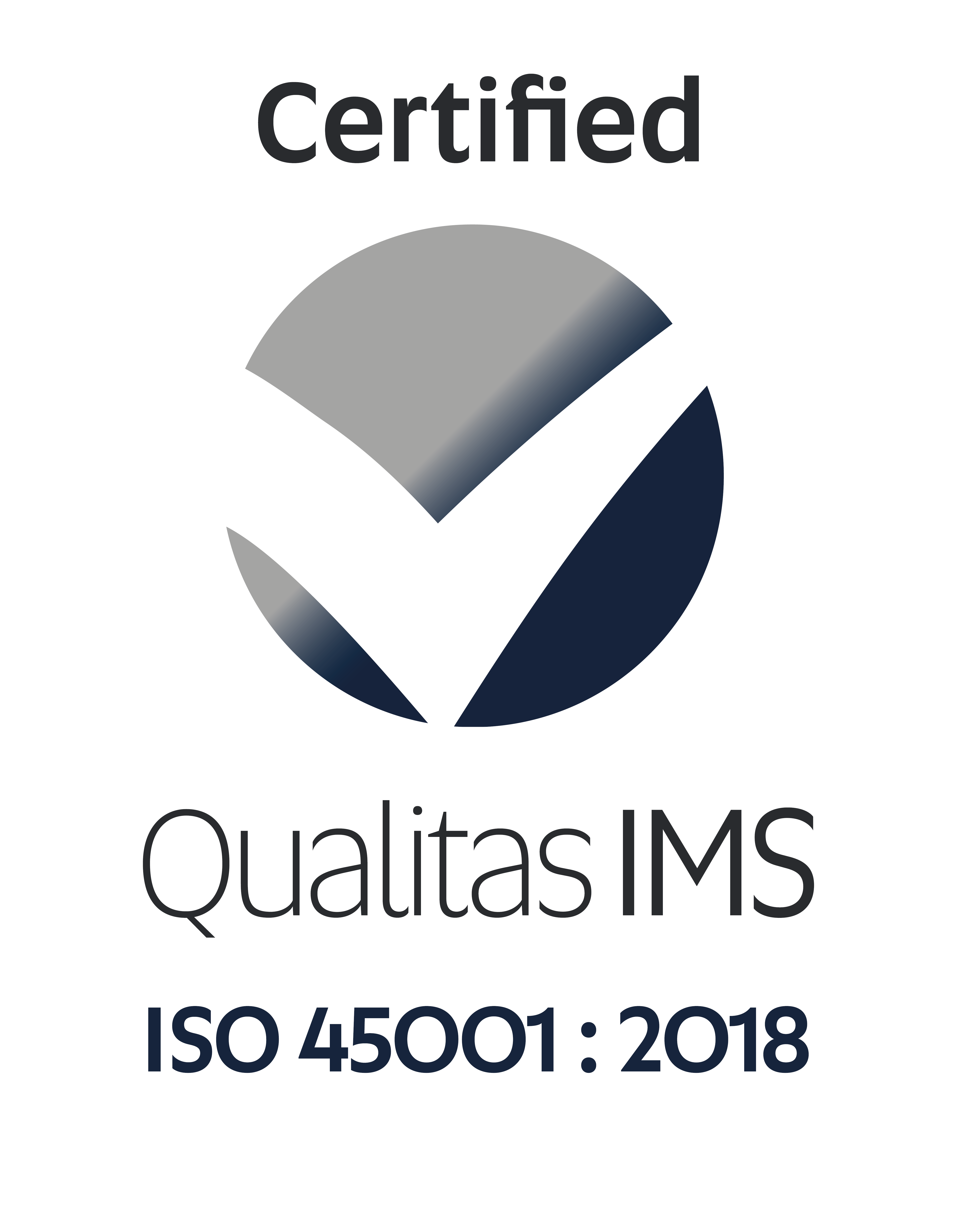 Certified Logo for ISO Accreditation with Qualitas IMS ISO 45001: 2015
